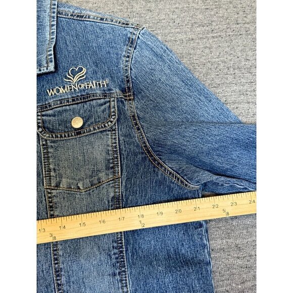 Women Of Faith Denim Button Down Jean Jacket Size XL - Picture 8 of 11